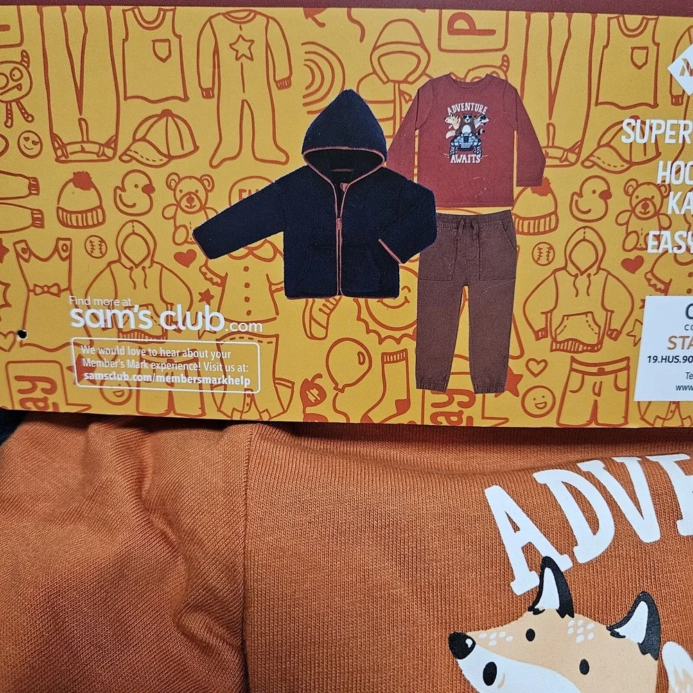 Member's‎ Mark Jacket Set Boys 12M Navy Orange Cozy 3pc Adventure Awaits Plush